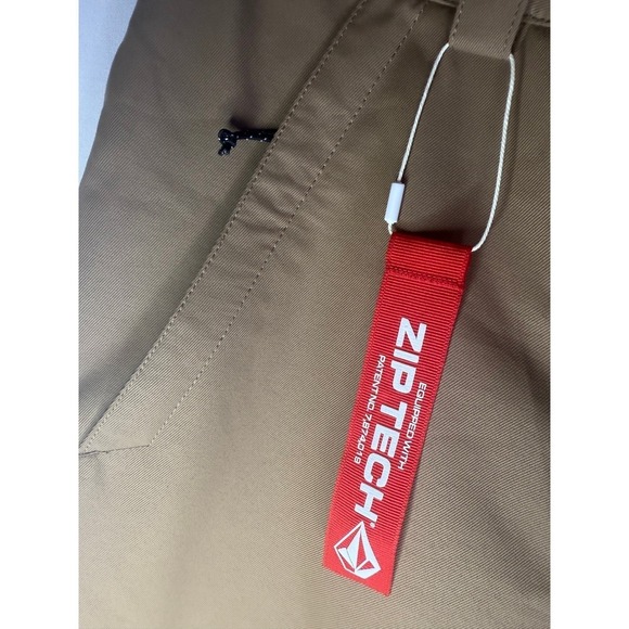 Volcom Tan Ski Snowboard Pants Zip Tech Waterproof Breathable Size Large - Picture 6 of 7